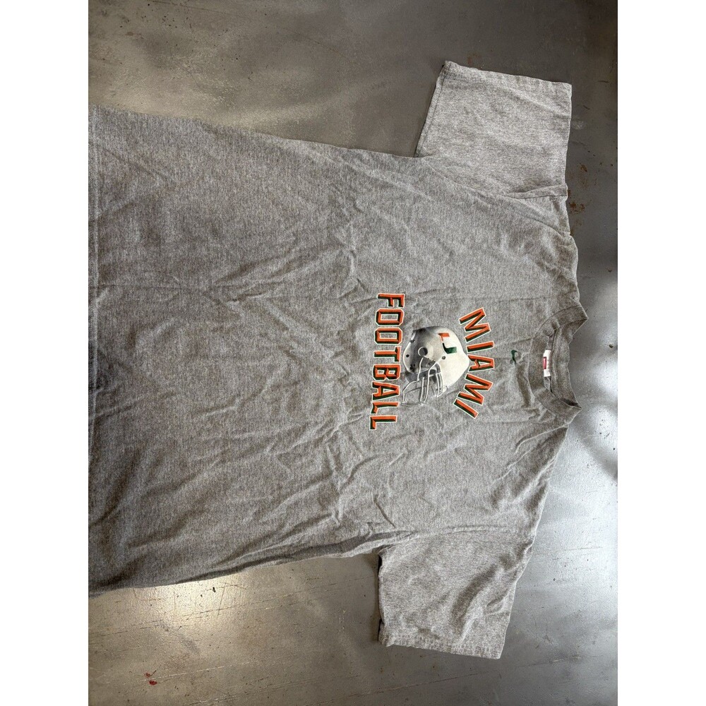 Vintage Nike Team Miami Hurricanes Football T Shirt Gray Mens XL Y2K